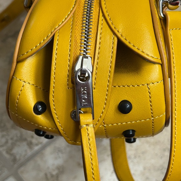 TOD'S Yellow Leather mini Boston embossed logo bag - Picture 7 of 15